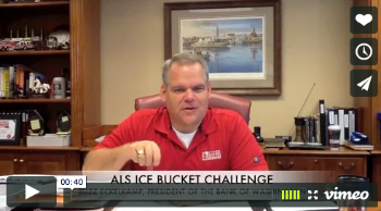 Screenshot of Bank of Washington president challenging employees to raise money for ALS Ice Bucket Challenge